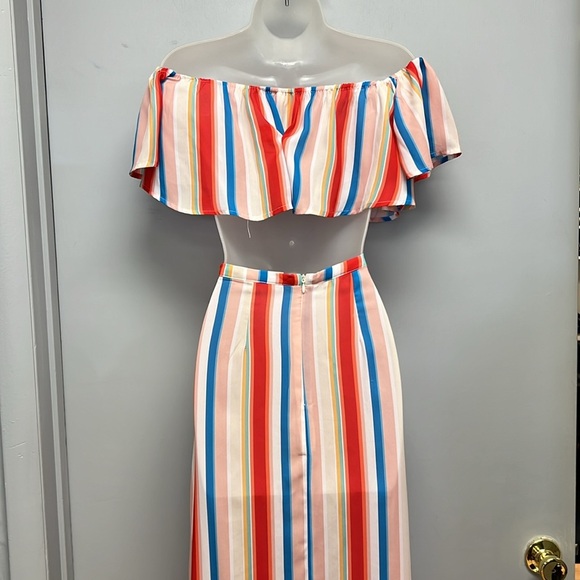 Showpo The Sound Of Sunset Rainbow Stripe 2 Piece Set Size 2 - Picture 8 of 10